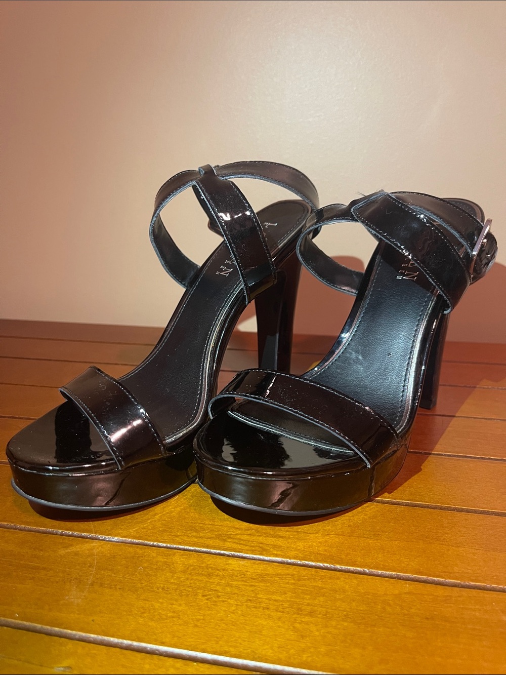 Lauren Ralph Lauren Black Patent Platform Heel Sandals